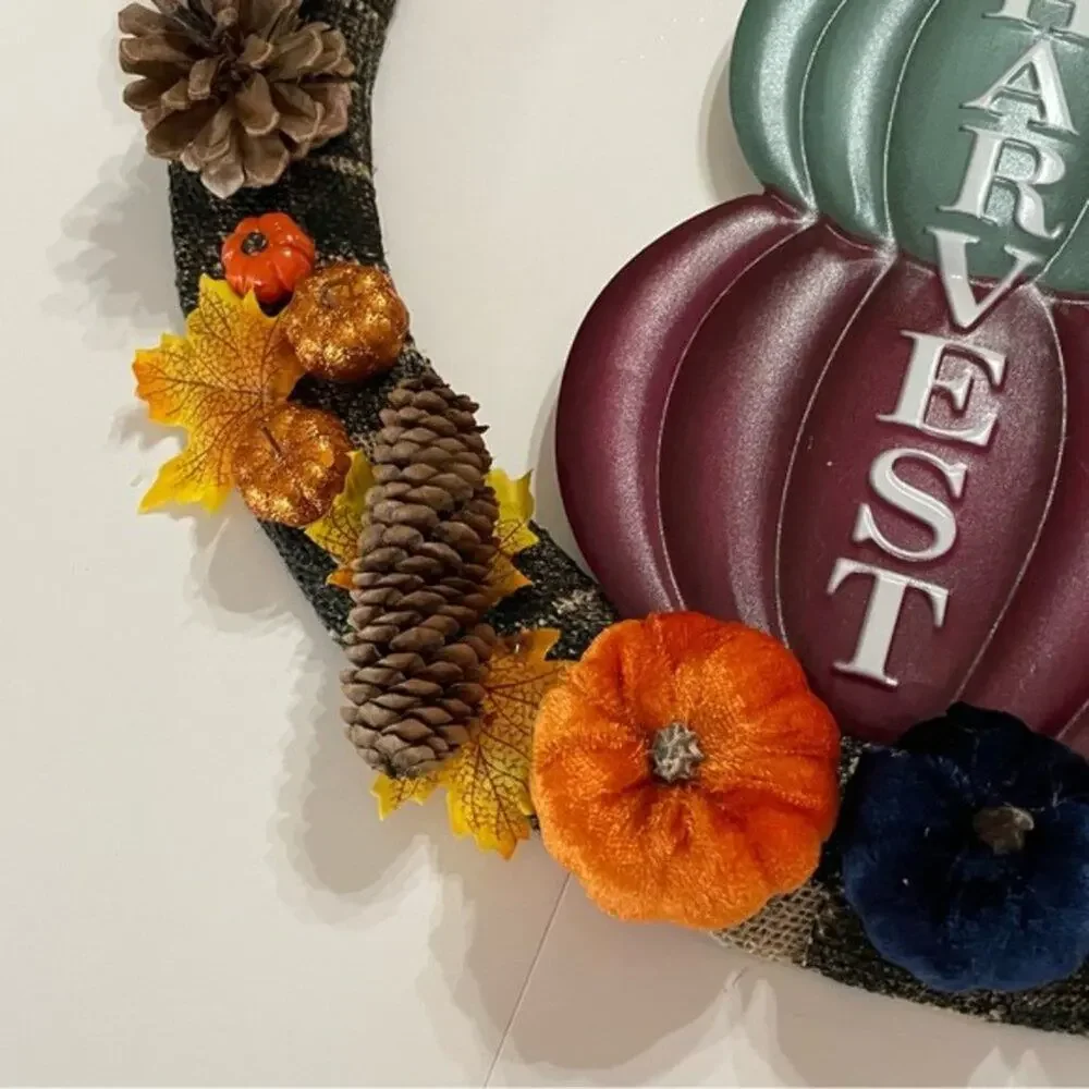 Happy Harvest Pumpkin Wreath Fall Autumn Decor 18